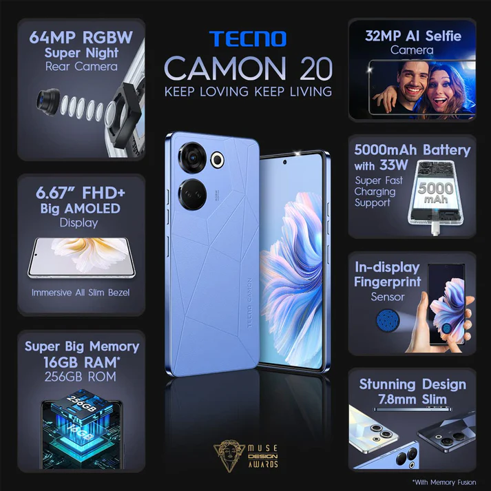 Tecno Camon 20 8GB Ram, 256GB Storage - Image 3