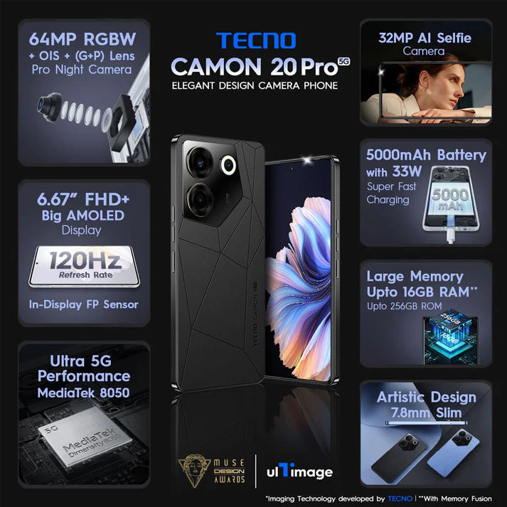 Tecno Camon 20 Pro 5G 8GB Ram, 128GB Storage - Image 4